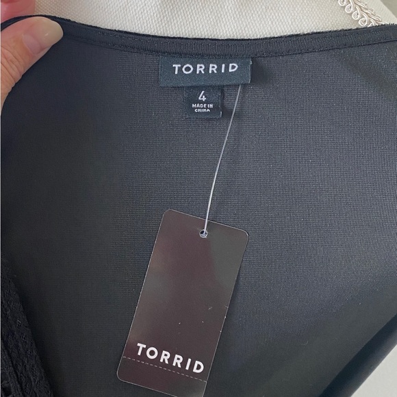 Torrid Plus Size 4 Black Lace Up Tassel Velvet Bell Sleeve Dress NWT - Picture 11 of 14